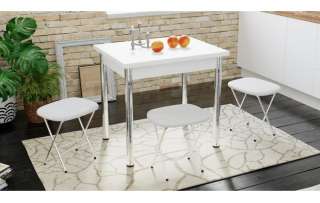 Стол «Родос» Тип 2 с опорой d50 (Хром/Белый) ТЦ Февраль Комфорт