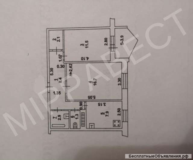 2 комн. кв-ра, п. Чкалова, Вятская, 6/9п; 51/30/8 Цена 3800000