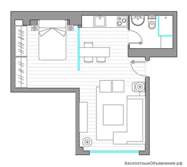 2 комнатная в центре квартиры