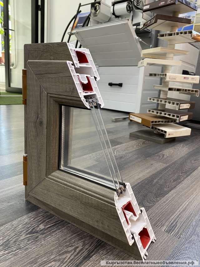 Окна из Российского профиля BRUSBOX цвет Дуб-монумент