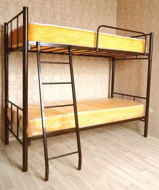 Кровати на металлокаркасе, двухъярусные, односпальные для хостелов, гостиниц, рабочих, общежитий