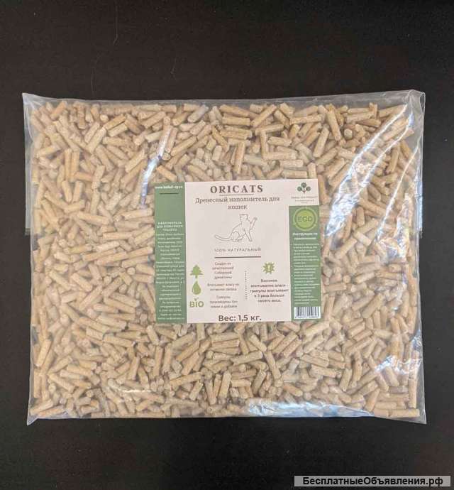 Древесный наполнитель ORICATS 3кг Оптом
