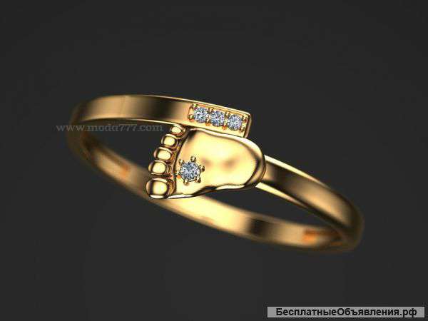 Золотое кольцо "Ножка младенца" (новое)