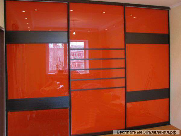 Двери купе комбинированные (красный, Лакобель)