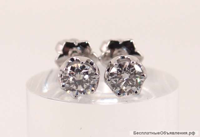 Серьги-гвоздики с бриллиантами Ф 4 мм