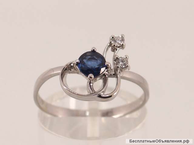 Золотое кольцо с Сапфиром и бриллиантами