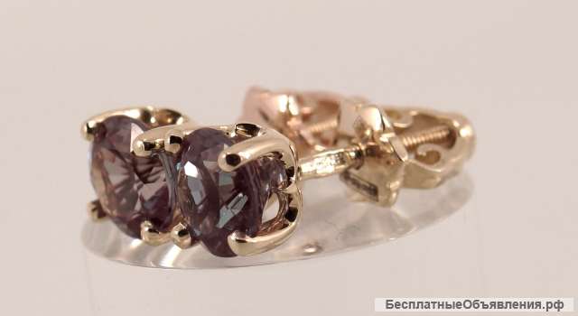 Пусеты с Аквамаринами Ф 6 мм