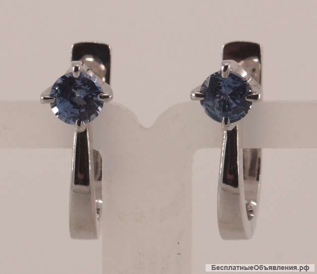 Серьги с Сапфирами Ф 4.4 мм.