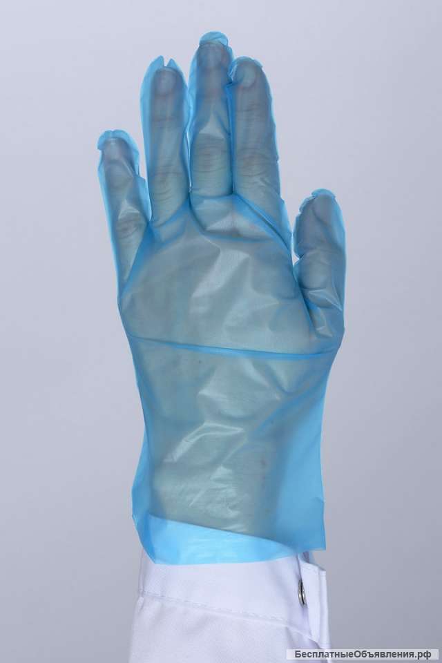 Перчатки TPE термопластэластомер, КОМПЛЕКТ 50 пар (100 шт.) неопудренные, синие