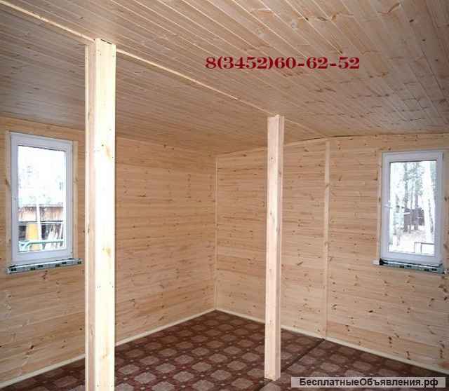 Модульный зимний дачный дом 6 м х 4,9 м из вагонки