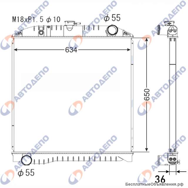 HINO RANGER 2005- Радиатор охлаждения двигателя