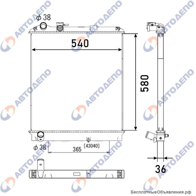 ISUZU ELF, NISSAN ATLAS 1999- Радиатор охлаждения двигателя