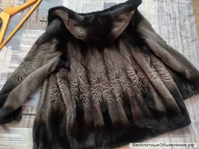 Норковая шуба 42-44 с капюшоном Stefania