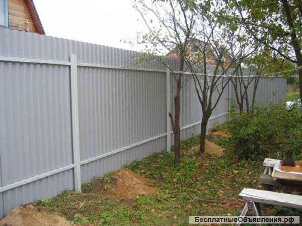 Забор из профнастила и сетки
