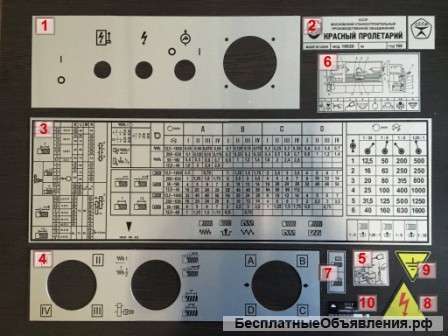 Таблички шильды к станку 16К20, 16К25 комплект