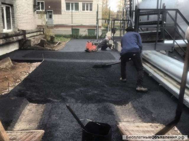 Асфальтирование, Ямочный ремонт, Укладка асфальта