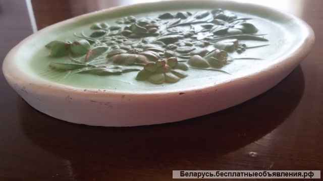 Панно декоративное с цветами, новое, зелёное, гипс