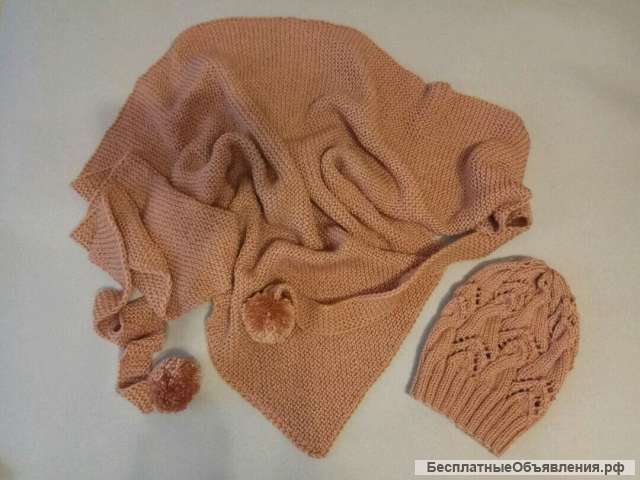 Шапка и платок ручной вязки