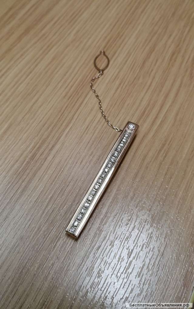 Зажим для галстука, золото/ бриллианты