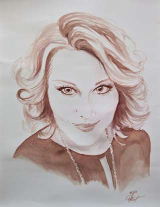 Портрет по фото акварель вино кофе