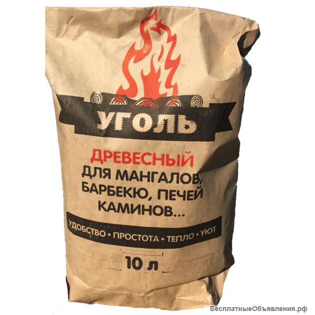 Древесный уголь 10 л (1,5 кг) оптом