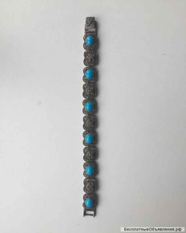 Браслет новый капельное серебро бирюза камни натуральные украшение ювелирное женский аксессуары мода