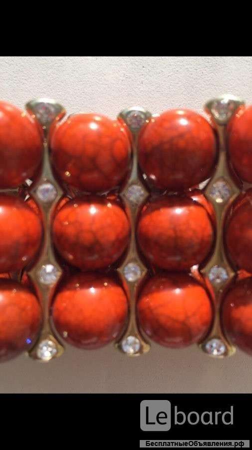 Браслет новый оранжевый натуральные камни стразы Сваровски Swarovski бижутерия украшение аксессуар 8