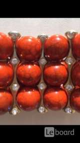 Браслет новый оранжевый натуральные камни стразы Сваровски Swarovski бижутерия украшение аксессуар 8