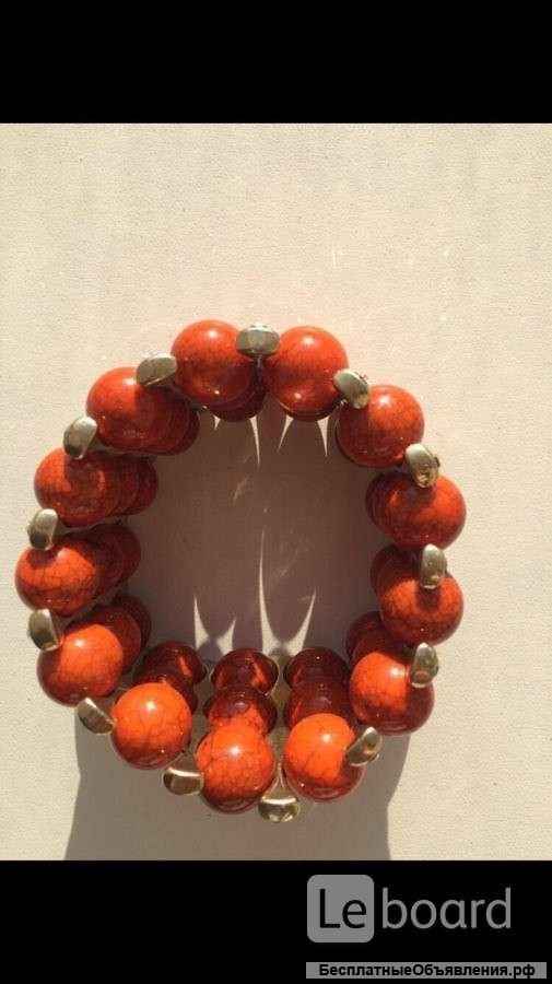 Браслет новый оранжевый натуральные камни стразы Сваровски Swarovski бижутерия украшение аксессуар 8