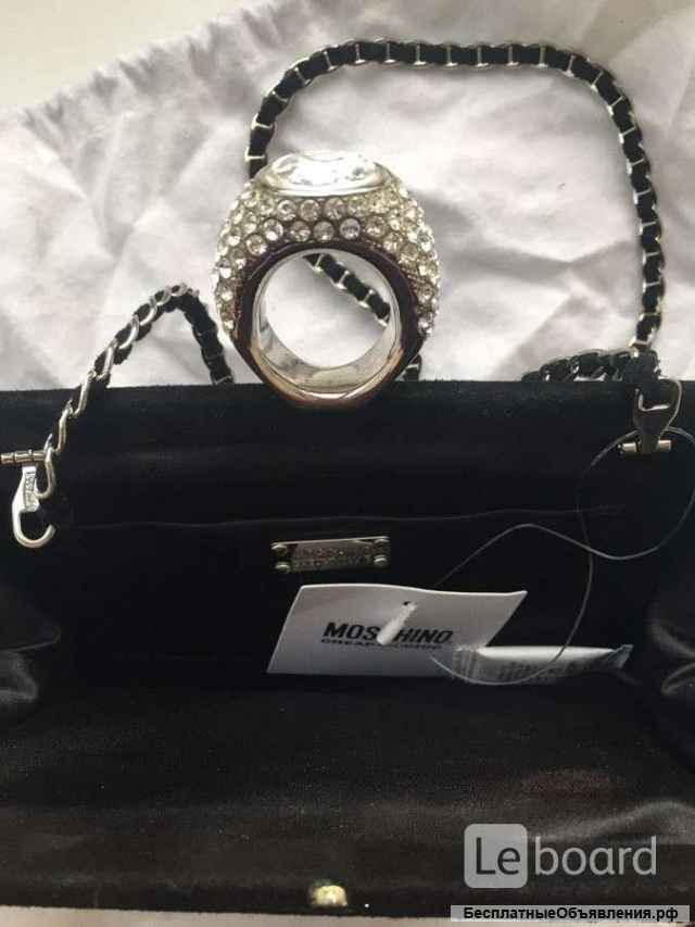 Сумка клатч новый женский Moschino Италия черный замша стразы Сваровски Swarovski замшевый аксессуар
