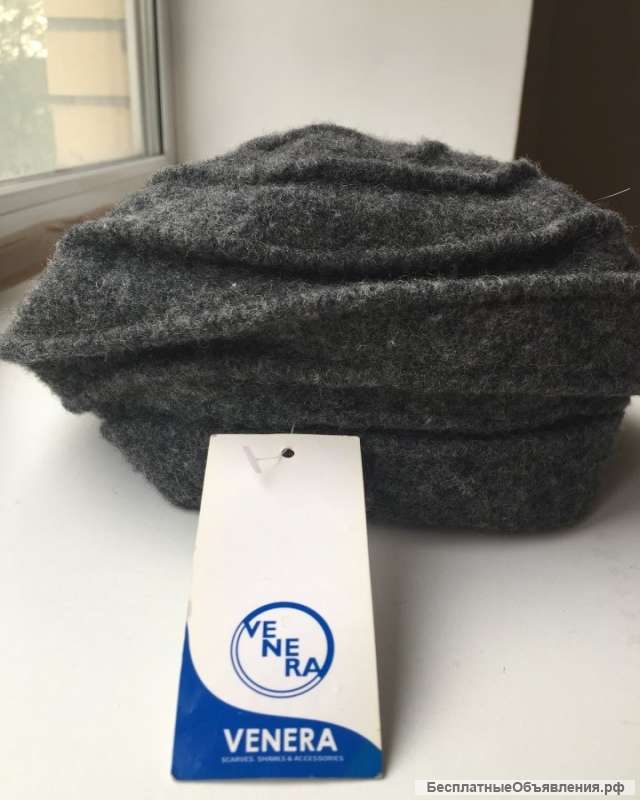 Берет новый женский Venera Италия серый шерсть шерстяной головные уборы аксессуары мода стиль осень