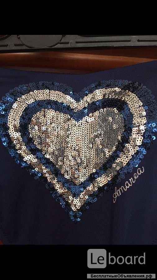Купальник слитный новый Amarea Италия 46 M сдельный синий пайетки паетци сердце серебро принт вышиты