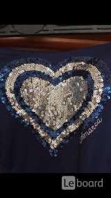 Купальник слитный новый Amarea Италия 46 M сдельный синий пайетки паетци сердце серебро принт вышиты