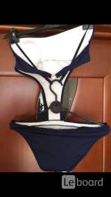 Купальник слитный новый Amarea Италия 46 M сдельный синий пайетки паетци сердце серебро принт вышиты