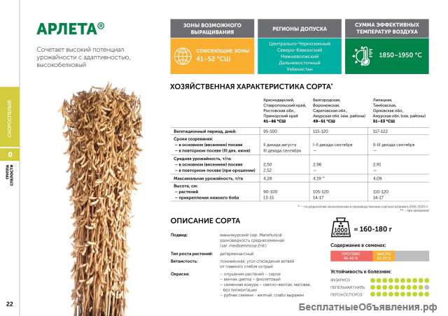 Семен сои: сорт АРЛЕТА селекции Компании "Соевый комплекс"