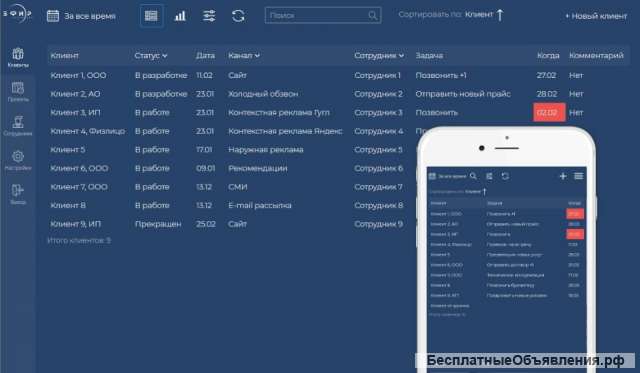Программа для ведения клиентов и проектов «Эфир»