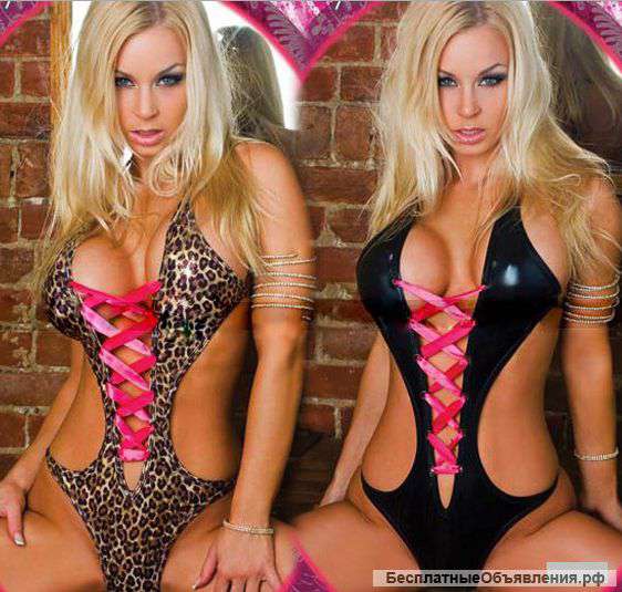 Сексуальное боди со шнуровкой. Цвета черный, леопард