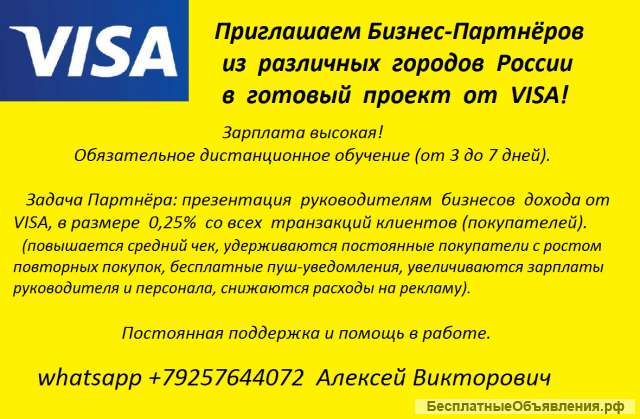 Руководитель проекта VISA в любом городе России