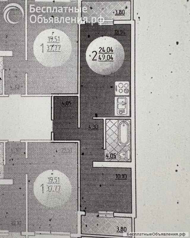 1 к.кв. 45 м2 Черкасская 62