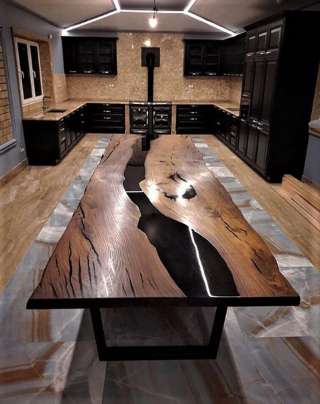 Столы из слэба и эпоксидной смолы