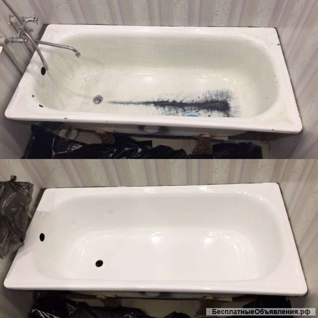 Реставрация и восстановление ванн жидким акрилом, эмалью. Работаем с 2005 года. Договор.