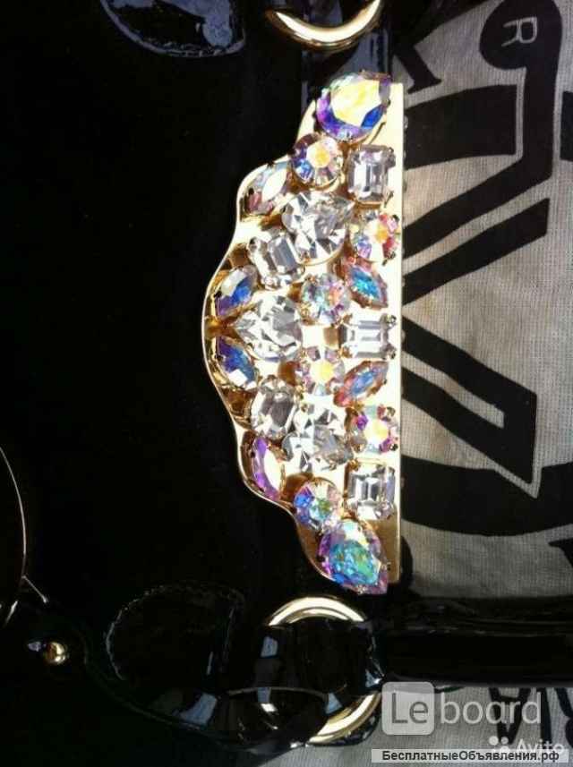 Сумка новая valentino orlandi италия черная замша стразы сваровски swarovski кристаллы хамелеон цвет