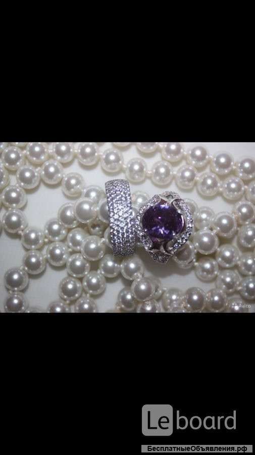 Кольцо новое серебро 19 размер камень аметист фиолетовый сиреневый камни сваровски swarovski кристал