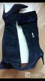 Ботфорты сапоги новые dibrera италия 39 размер черные замша зима мех овчина шпилька каблук 10 см кла