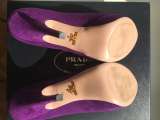 Туфли новые prada италия 39 размер замша сиреневые фиолетовые платформа 2 см каблук шпилька 11 см вн