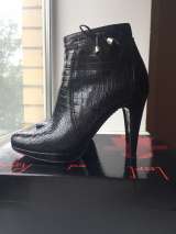 Ботинки left&rite италия 39 размер кожа черные платформа каблук 10 ботильоны женские внутри кожаные