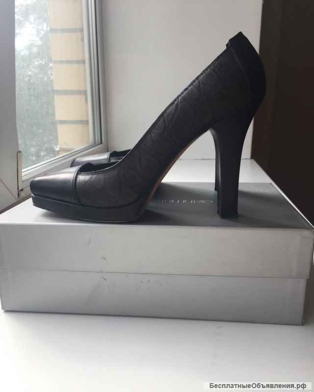 Туфли gianmarco lorenzi италия 39 размер кожа черные платформа 1см каблук 10 шпилька женские кожаные