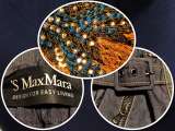 Max Mara Италия юбка с ремнем, атласной вставкой и вышивкой