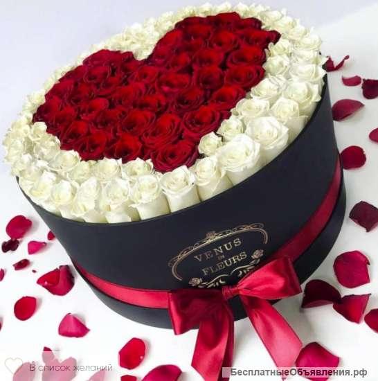 101 роза в коробке