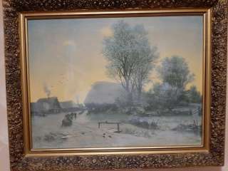 Картина репродукция Кондратенко Г.П. «Зимний вечер» в рамке 71х55 см